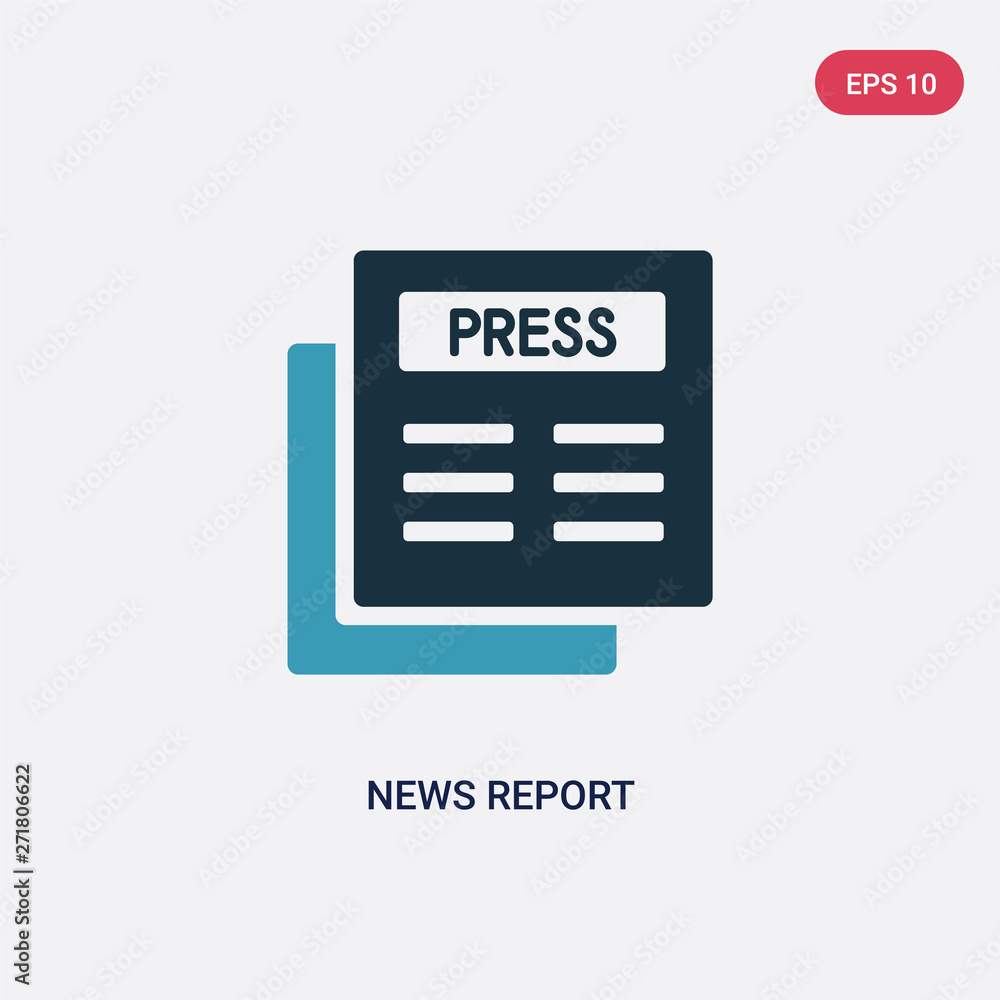 Poster two color news report vector icon from user interface concept. isolated blue news report vector sign