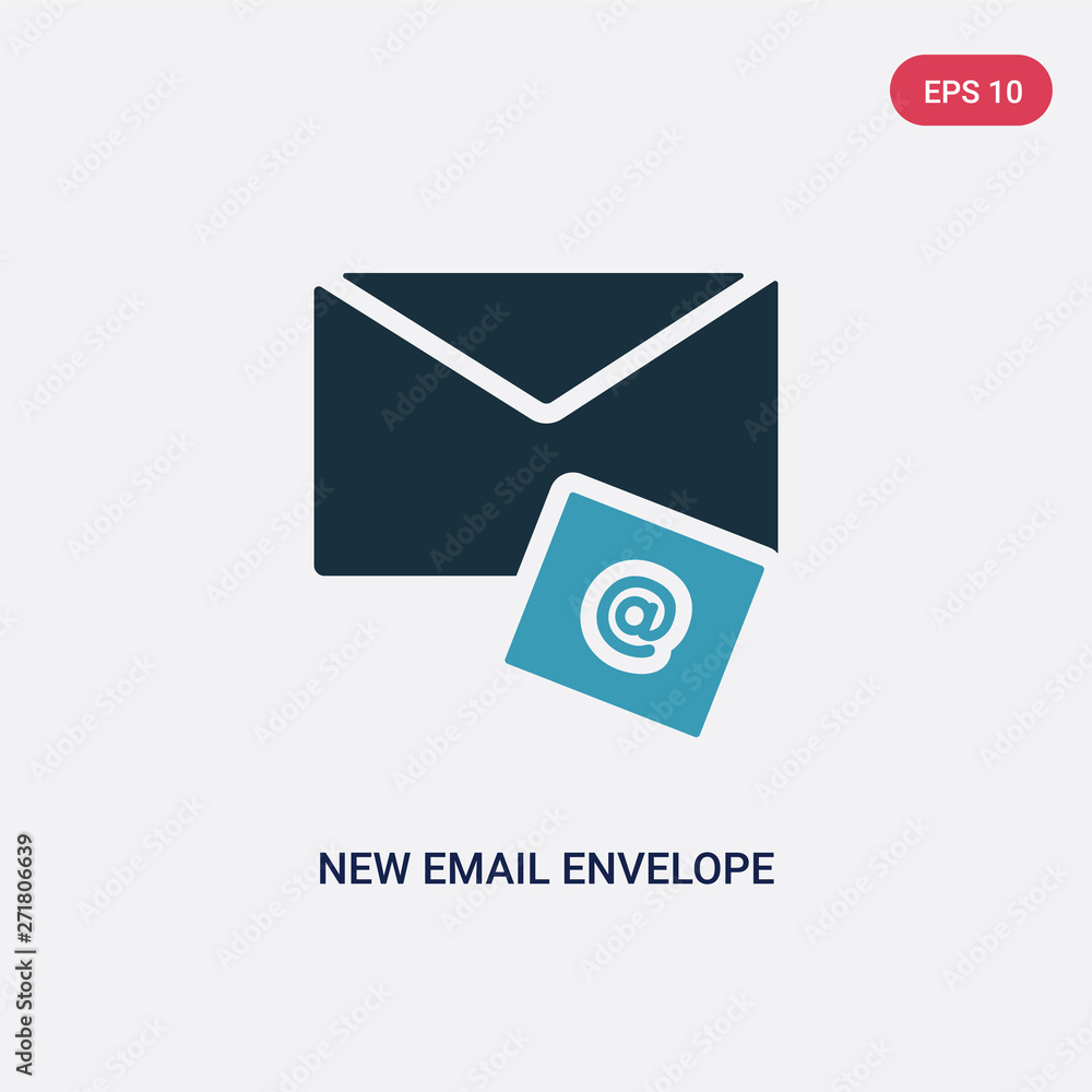 Poster two color new email envelope vector icon from user interface concept. isolated blue new email envelo
