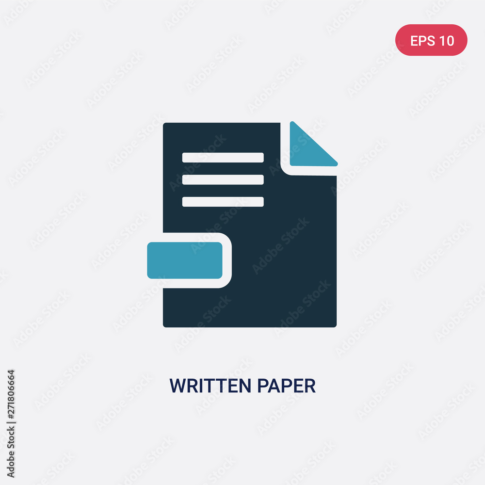 Poster two color written paper vector icon from user interface concept. isolated blue written paper vector 