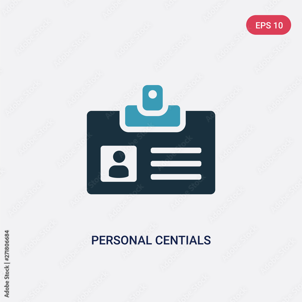 Poster two color personal centials vector icon from user interface concept. isolated blue personal centials