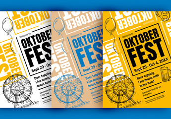 Oktoberfest Flyer Layout with Illustrations