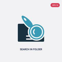 two color search in folder vector icon from user interface concept. isolated blue search in folder vector sign symbol can be use for web, mobile and logo. eps 10