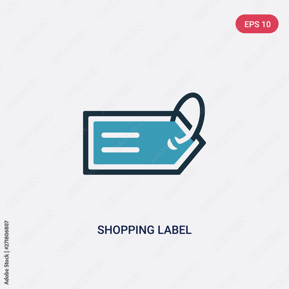 Poster two color shopping label vector icon from user interface concept. isolated blue shopping label vecto