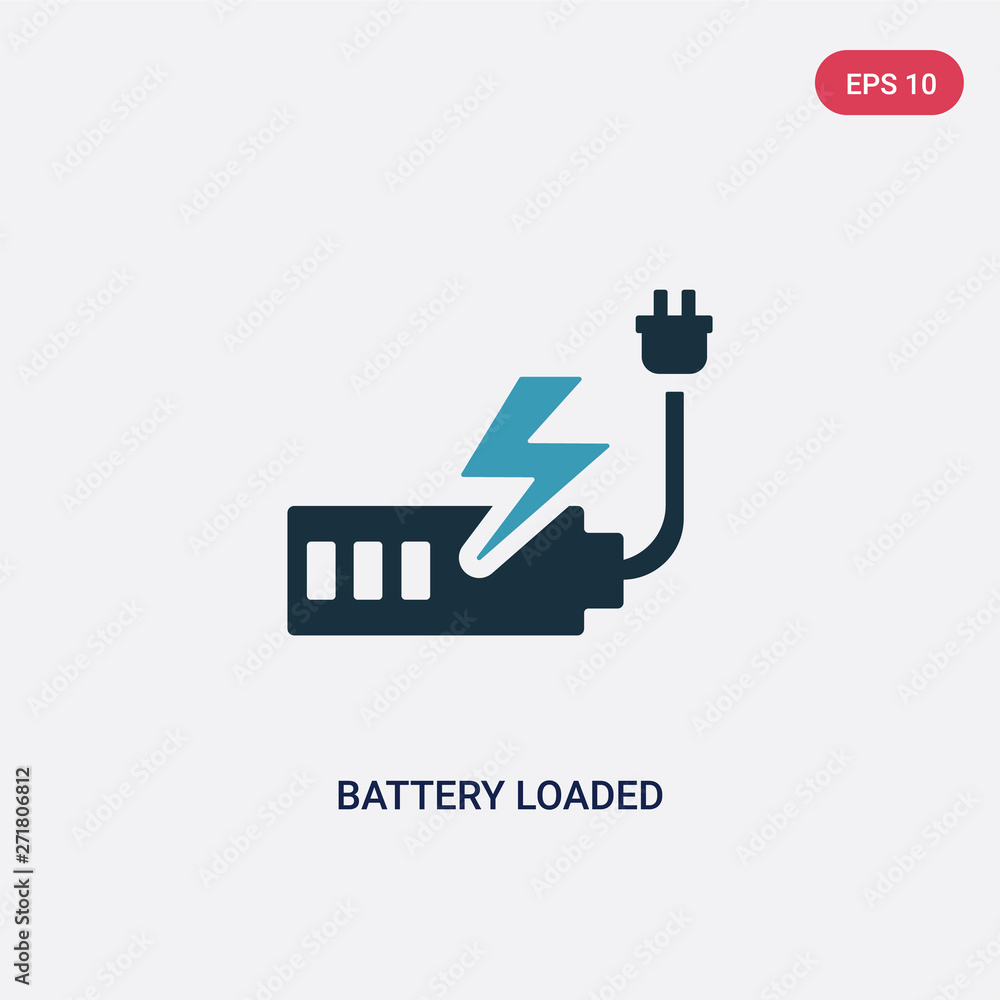 Poster two color battery loaded vector icon from user interface concept. isolated blue battery loaded vecto