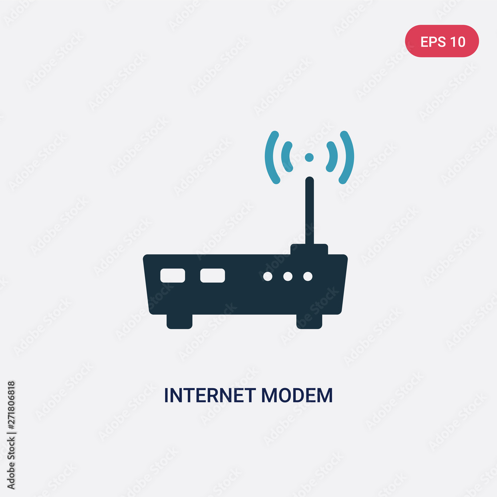 Poster two color internet modem vector icon from user interface concept. isolated blue internet modem vecto