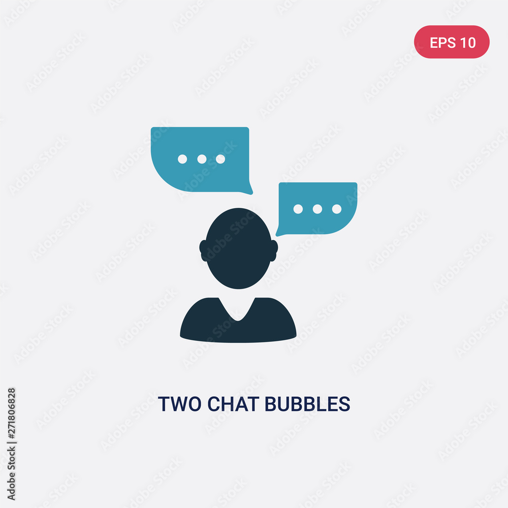 Poster two color two chat bubbles vector icon from user interface concept. isolated blue two chat bubbles v
