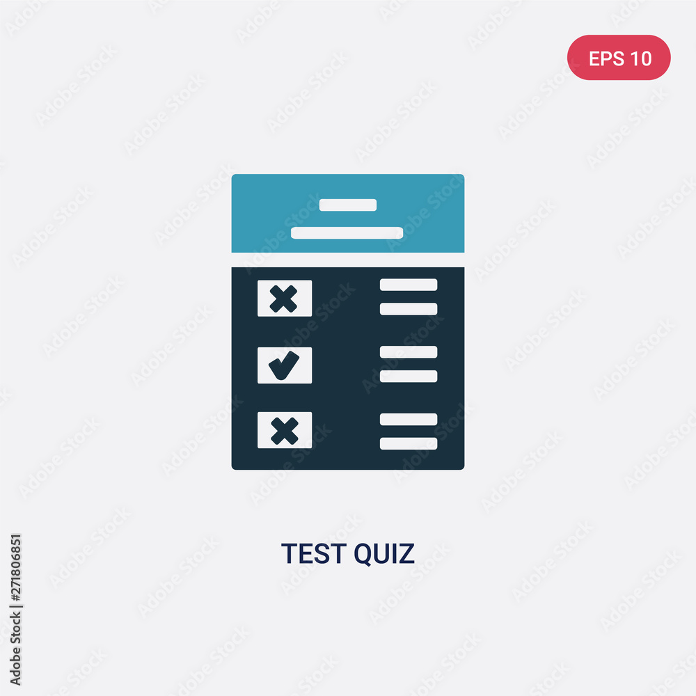 Poster two color test quiz vector icon from user interface concept. isolated blue test quiz vector sign sym