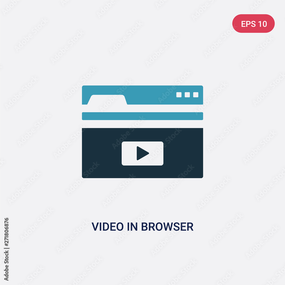 Poster two color video in browser vector icon from user interface concept. isolated blue video in browser v