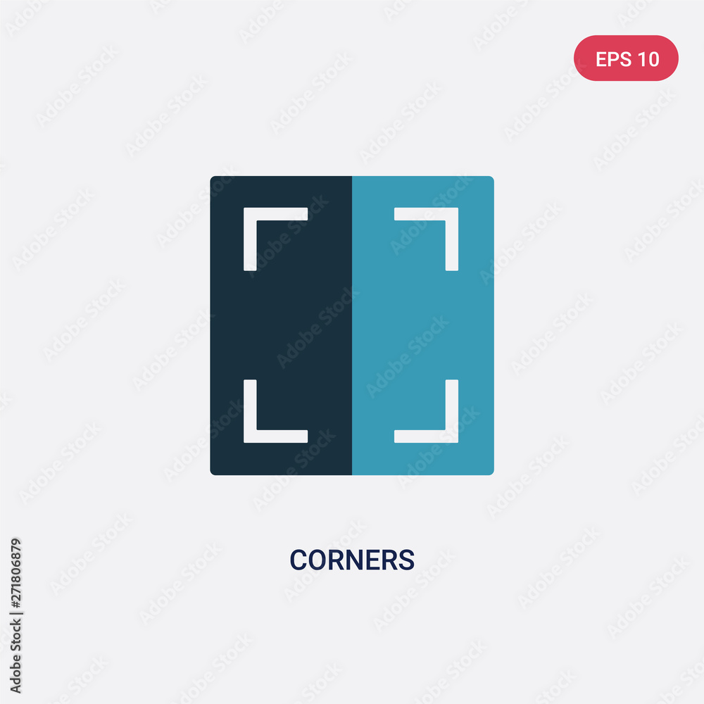 Poster two color corners vector icon from user interface concept. isolated blue corners vector sign symbol 