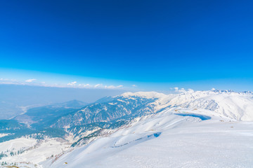 Beautiful  snow covered mountains landscape Kashmir state, India .