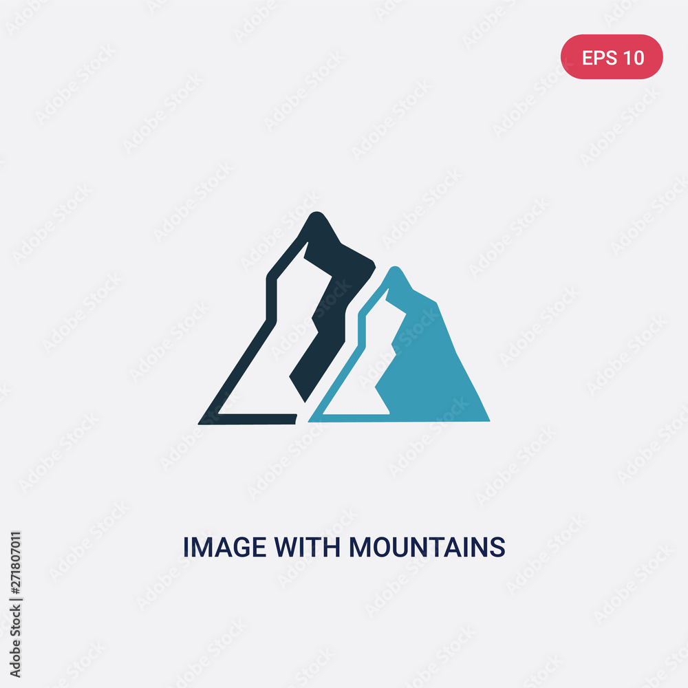 Poster two color image with mountains vector icon from user interface concept. isolated blue image with mou