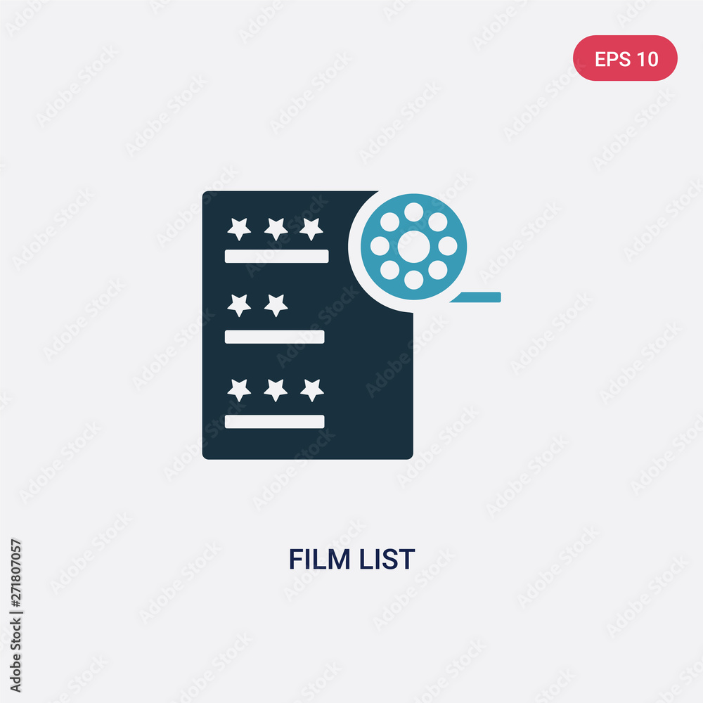 Poster two color film list vector icon from user interface concept. isolated blue film list vector sign sym