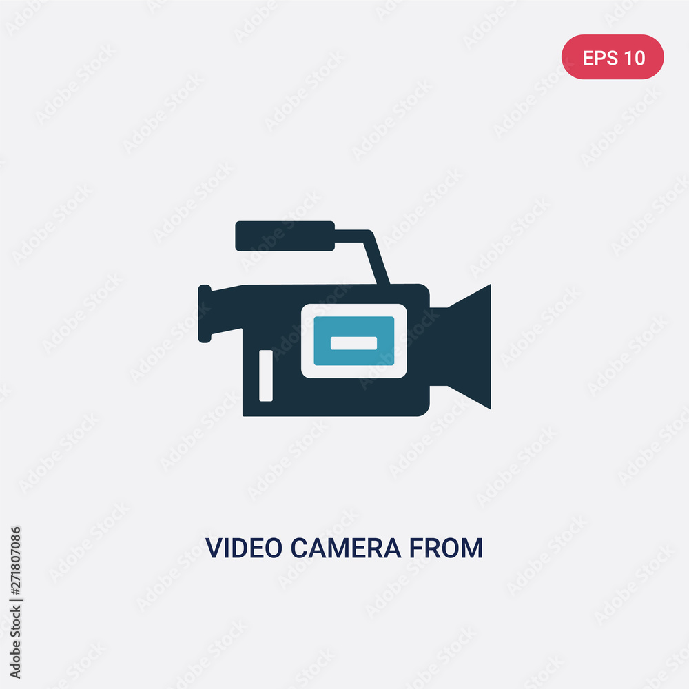 Poster two color video camera from side view vector icon from user interface concept. isolated blue video c