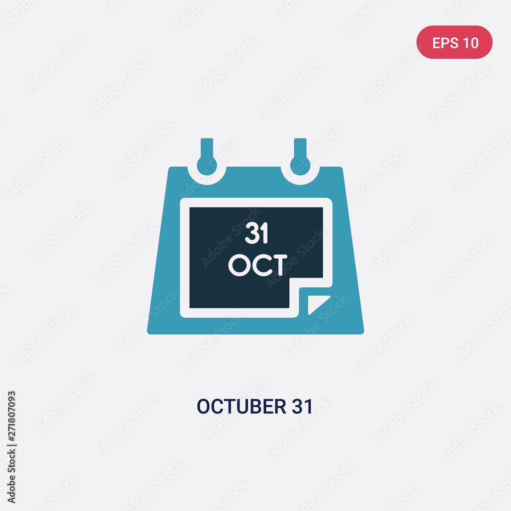Poster two color octuber 31 vector icon from user interface concept. isolated blue octuber 31 vector sign s