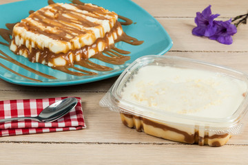 tasty dessert made with milk, arequipe and cheese - panna cotta