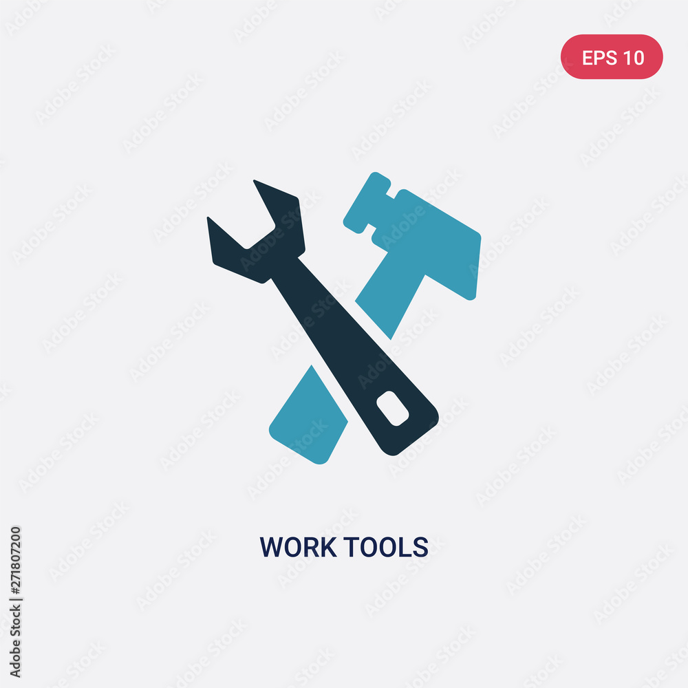 Poster two color work tools vector icon from user interface concept. isolated blue work tools vector sign s