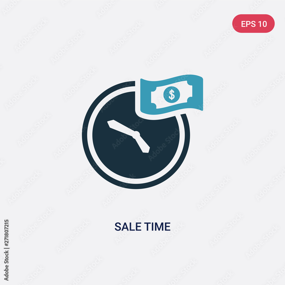 Poster two color sale time vector icon from user interface concept. isolated blue sale time vector sign sym