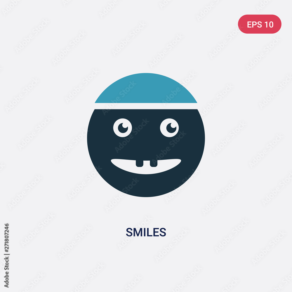Poster two color smiles vector icon from user interface concept. isolated blue smiles vector sign symbol ca