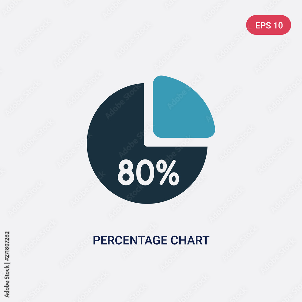 Poster two color percentage chart vector icon from user interface concept. isolated blue percentage chart v