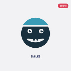 two color smiles vector icon from user interface concept. isolated blue smiles vector sign symbol can be use for web, mobile and logo. eps 10