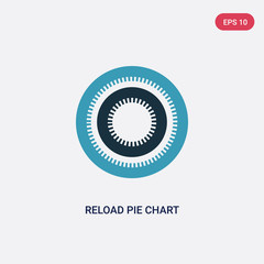 two color reload pie chart vector icon from user interface concept. isolated blue reload pie chart vector sign symbol can be use for web, mobile and logo. eps 10