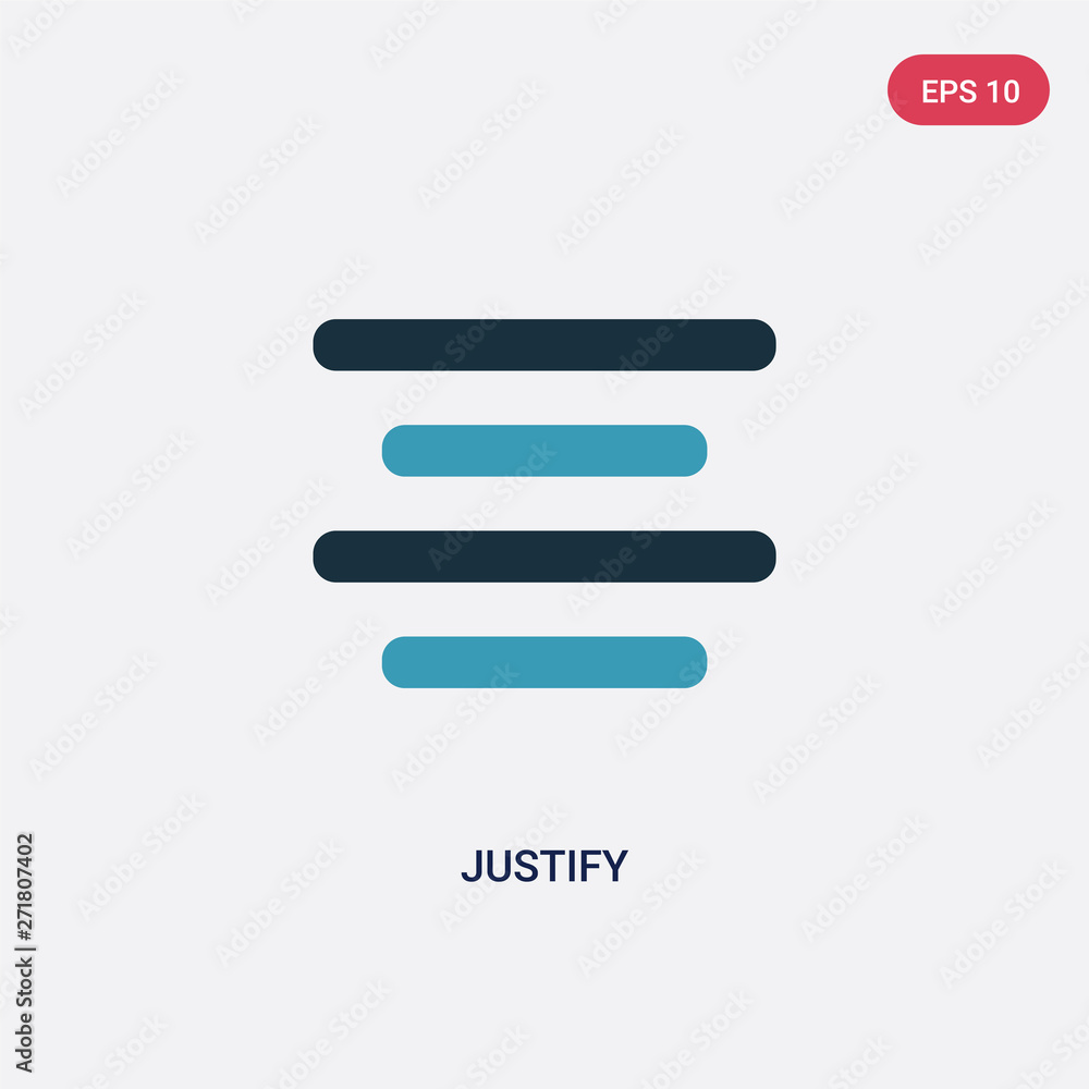 Poster two color justify vector icon from user interface concept. isolated blue justify vector sign symbol 