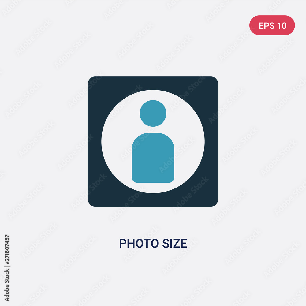 Poster two color photo size vector icon from user interface concept. isolated blue photo size vector sign s