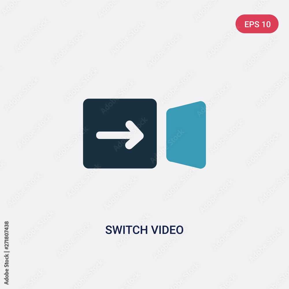 Poster two color switch video vector icon from user interface concept. isolated blue switch video vector si