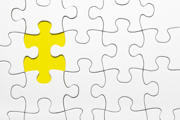 Yellow puzzle piece missing, business concept