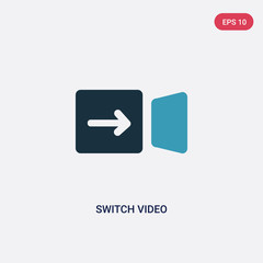 two color switch video vector icon from user interface concept. isolated blue switch video vector sign symbol can be use for web, mobile and logo. eps 10