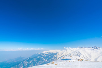 Beautiful  snow covered mountains landscape Kashmir state, India .