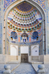 Vault of the Abdulaziz-Khan Madrasah is located in the historical part of Bukhara, Uzbekistan.