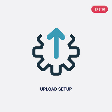 two color upload setup vector icon from user interface concept. isolated blue upload setup vector sign symbol can be use for web, mobile and logo. eps 10