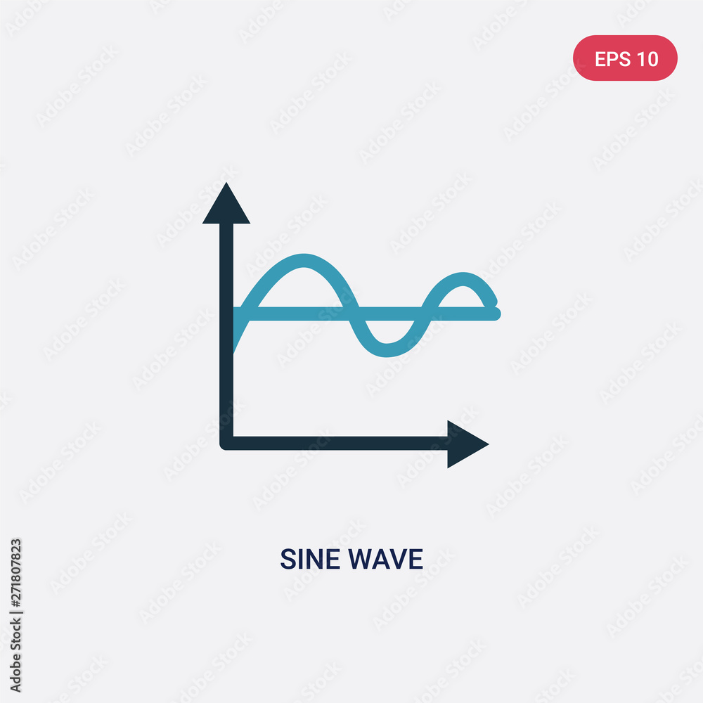 Poster two color sine wave vector icon from user interface concept. isolated blue sine wave vector sign sym