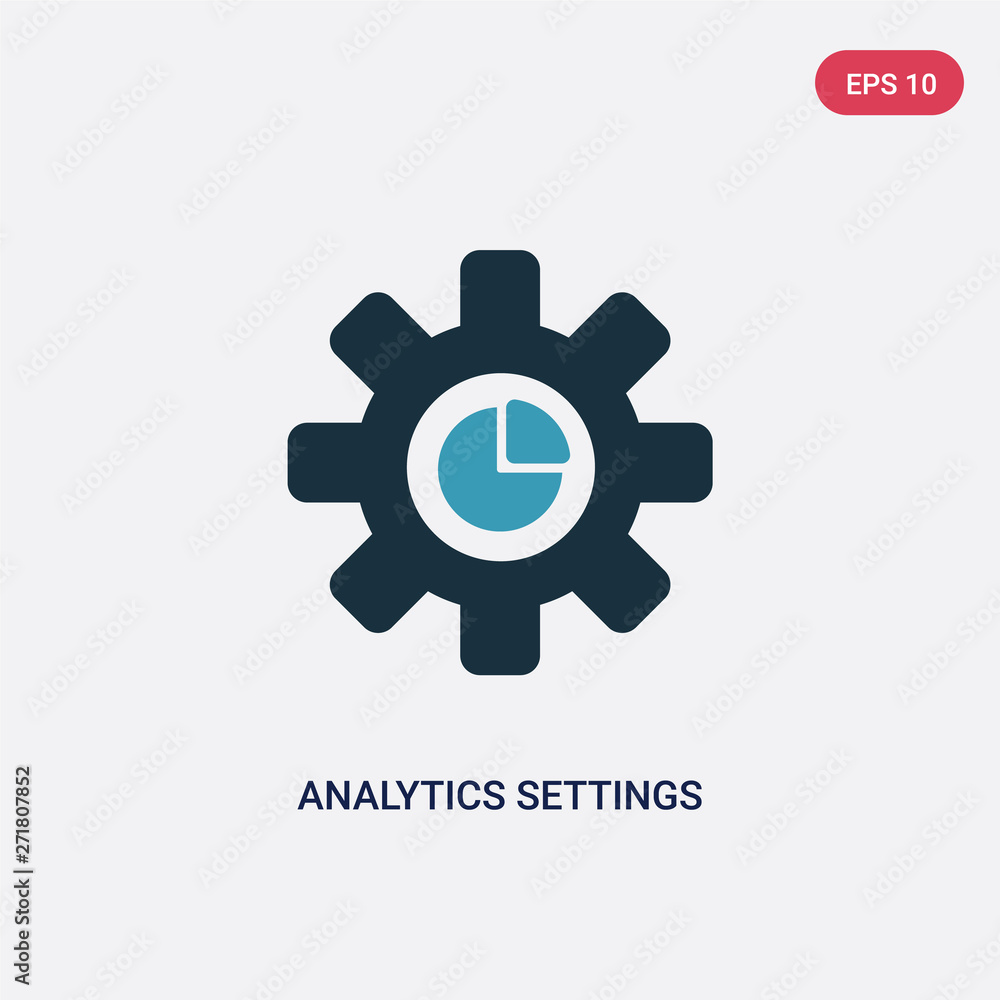 Poster two color analytics settings vector icon from user interface concept. isolated blue analytics settin
