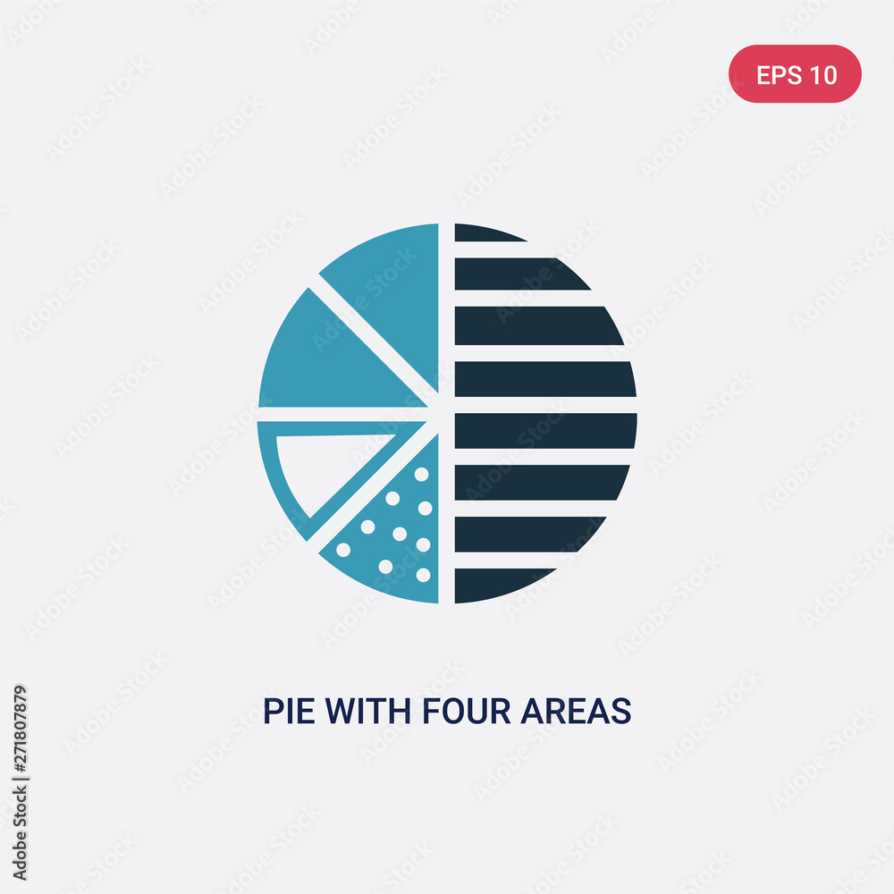 Poster two color pie with four areas vector icon from user interface concept. isolated blue pie with four a