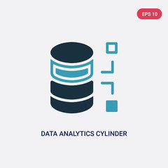 two color data analytics cylinder vector icon from user interface concept. isolated blue data analytics cylinder vector sign symbol can be use for web, mobile and logo. eps 10
