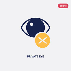 two color private eye vector icon from ultimate glyphicons concept. isolated blue private eye vector sign symbol can be use for web, mobile and logo. eps 10