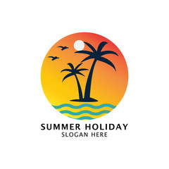 Fototapeta premium Summer Beach Holiday logo design 