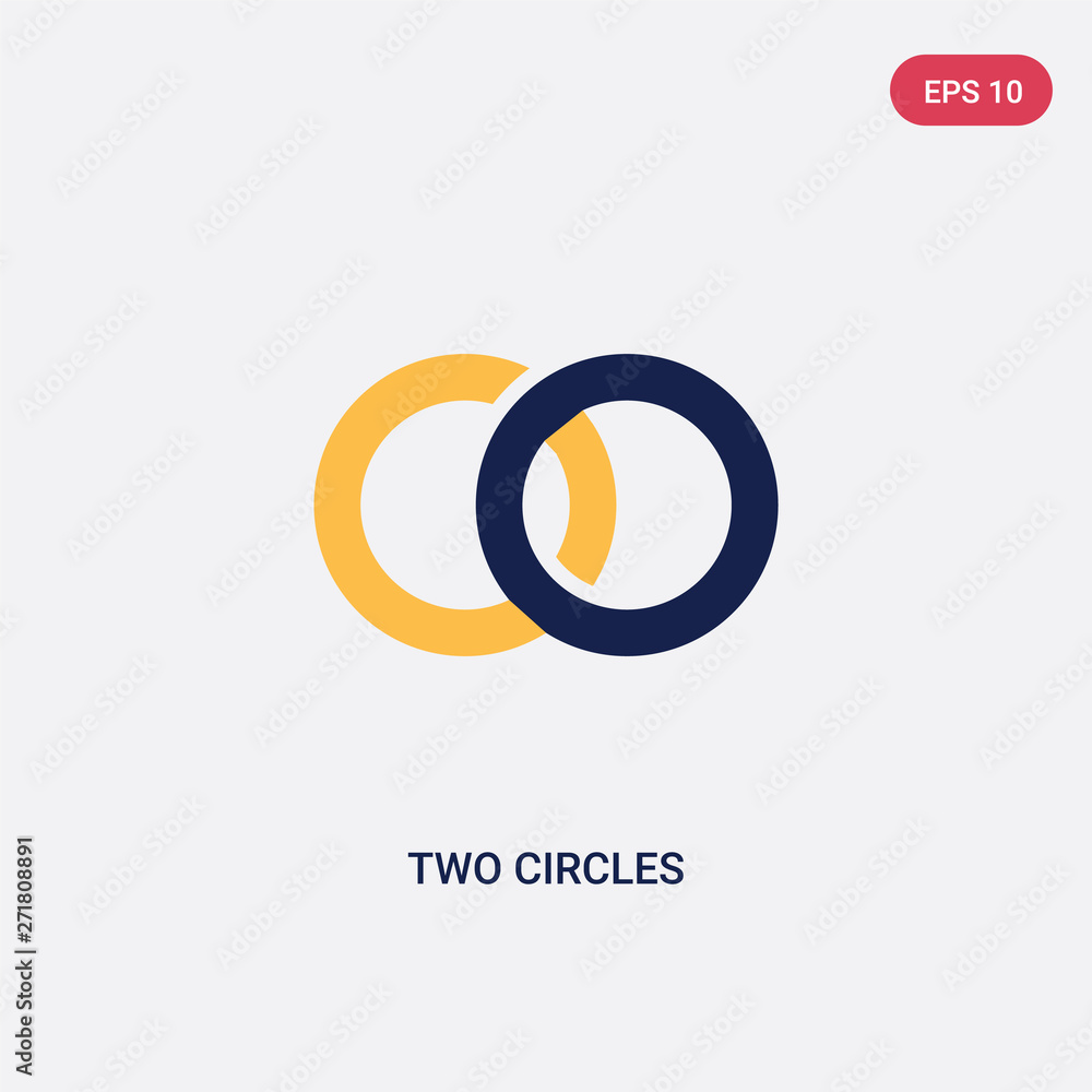 Poster two color two circles vector icon from ultimate glyphicons concept. isolated blue two circles vector