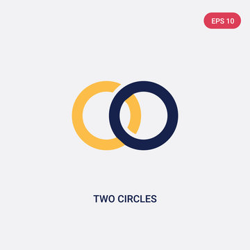 Two Color Two Circles Vector Icon From Ultimate Glyphicons Concept. Isolated Blue Two Circles Vector Sign Symbol Can Be Use For Web, Mobile And Logo. Eps 10