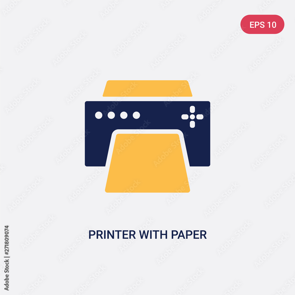 Poster two color printer with paper vector icon from ultimate glyphicons concept. isolated blue printer wit