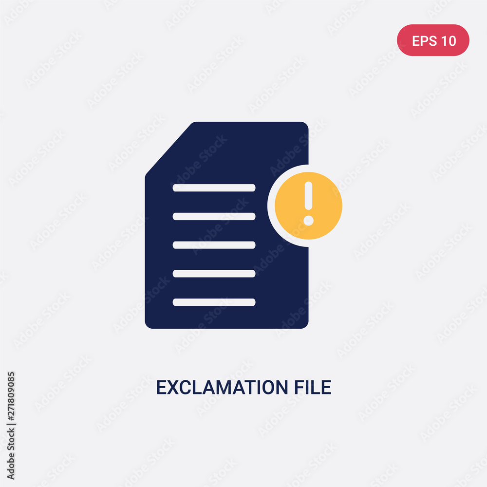 Aufkleber two color exclamation file vector icon from ultimate glyphicons concept. isolated blue exclamation f