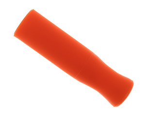 Orange silicone straw tip on a white background