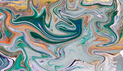 Obraz premium Marble abstract acrylic background. Marbling artwork texture. Agate ripple pattern. Gold powder.