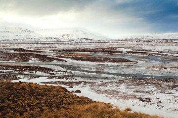 Winter landscape in North Iceland