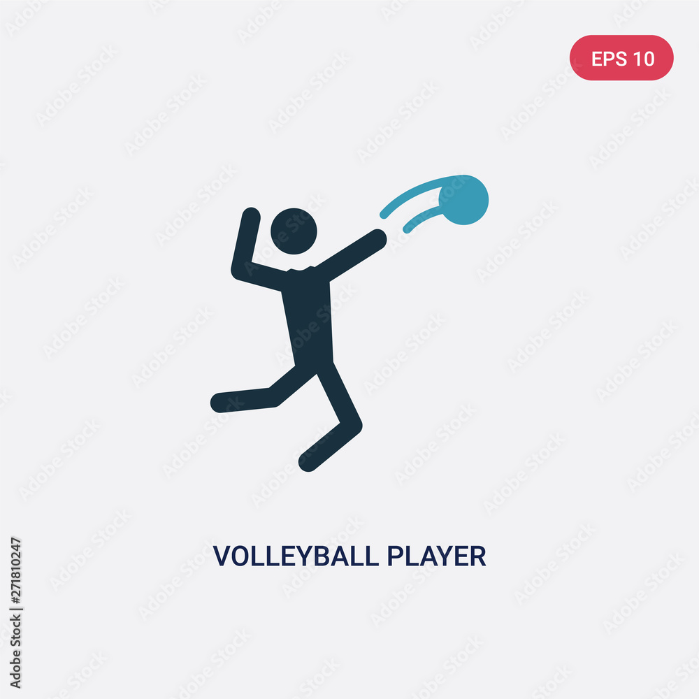 Poster two color volleyball player vector icon from user concept. isolated blue volleyball player vector si