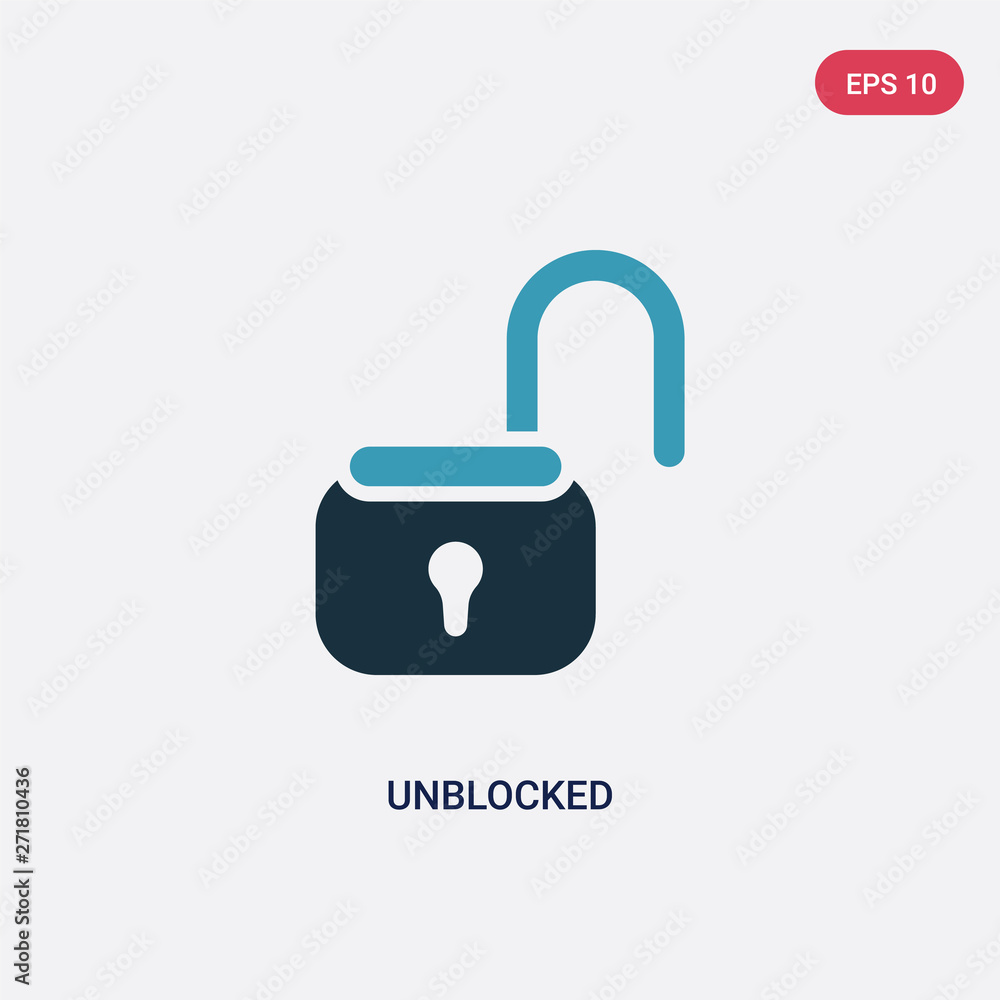 Aufkleber two color unblocked vector icon from user interface concept. isolated blue unblocked vector sign sym