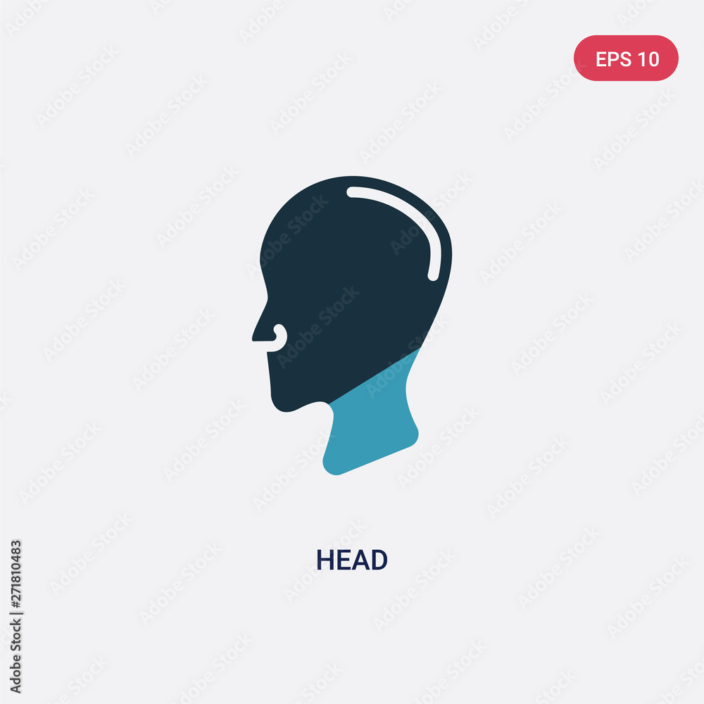 Poster two color head vector icon from user interface concept. isolated blue head vector sign symbol can be