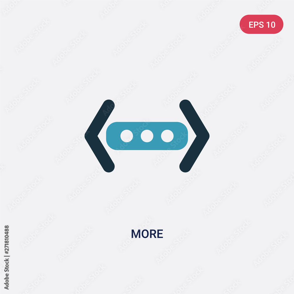 Poster two color more vector icon from user interface concept. isolated blue more vector sign symbol can be